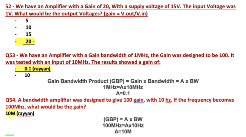 Solved 52 - We have an Amplifier with a Gain of 20, With a | Chegg.com