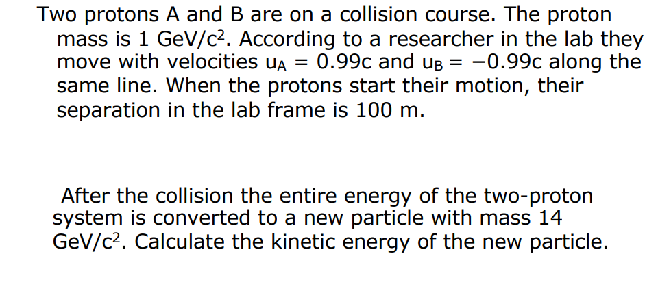 Solved Two protons A and B are on a collision course. The | Chegg.com