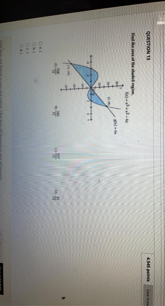 Solved QUESTION 13 4.545 points Save Answ Find the area of | Chegg.com