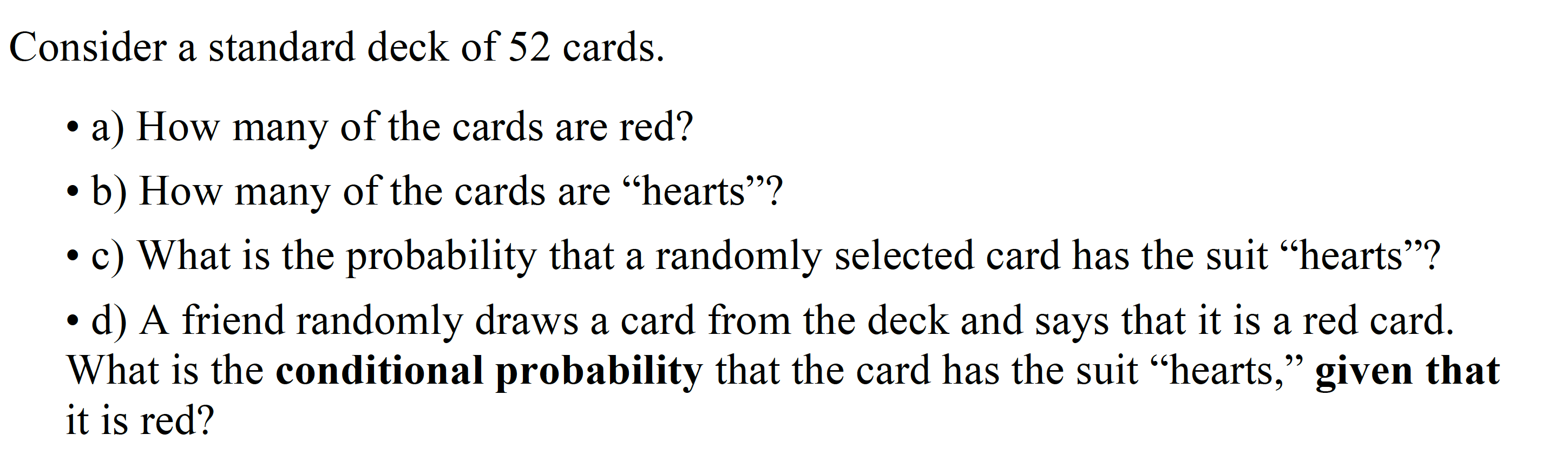 Solved Consider A Standard Deck Of 52 Cards. O A) How Many | Chegg.com