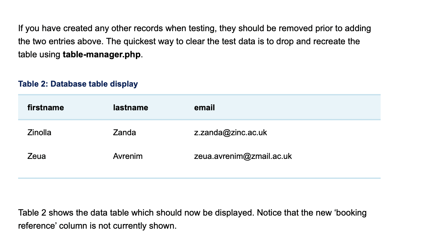 If you have created any other records when testing, they should be removed prior to adding the two entries above. The quickes