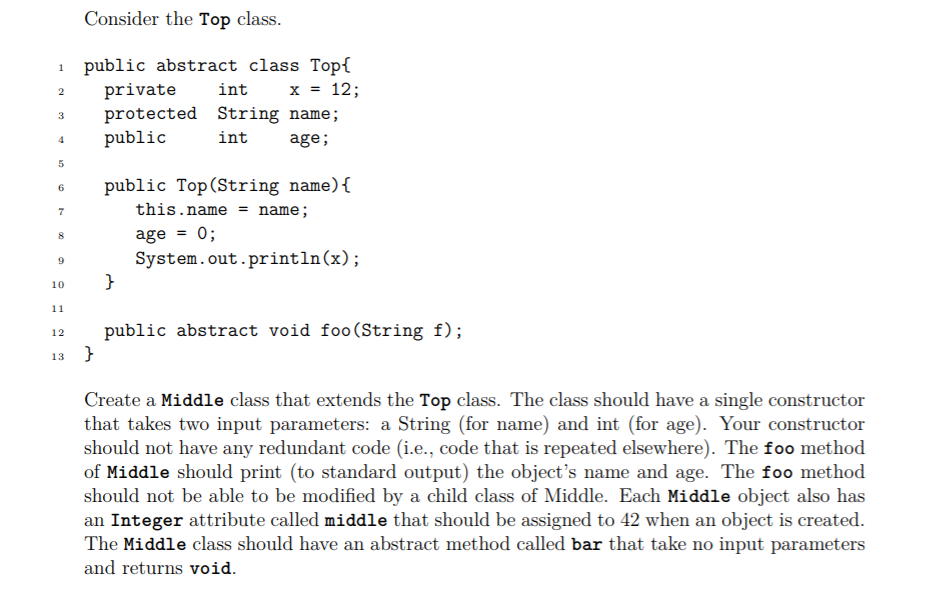 Solved Consider the Top class i public abstract class Topí 2 | Chegg.com