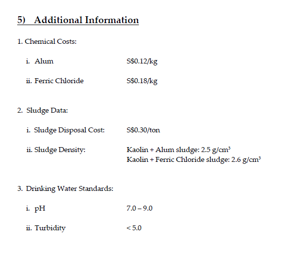 Solved 5) Compare the total cost per day of using alum vs