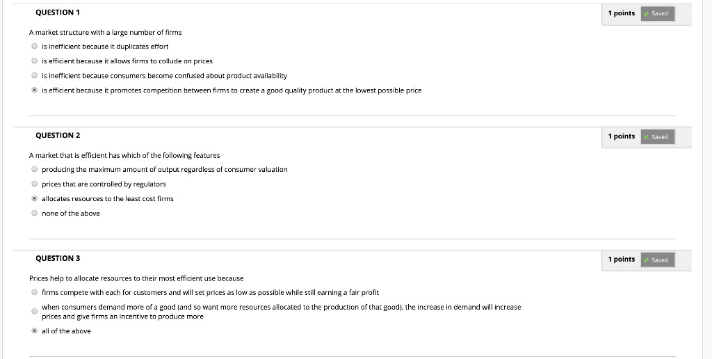 Solved QUESTION 1 1 points Saved A market structure with a | Chegg.com