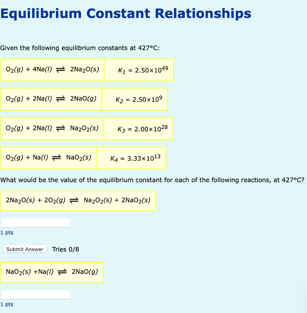 Solved Equilibrium Constant Relationships Given the | Chegg.com