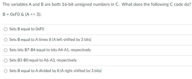 Solved When trying to set a Bit Pattern in C programming it | Chegg.com