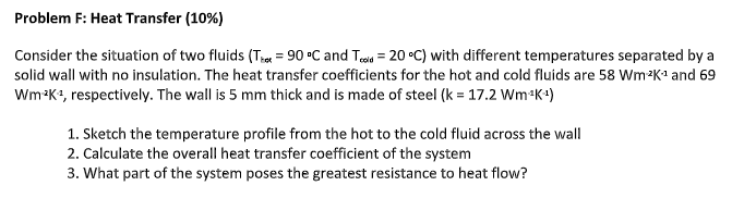 Solved Problem F: Heat Transfer (10%) Consider the situation | Chegg.com