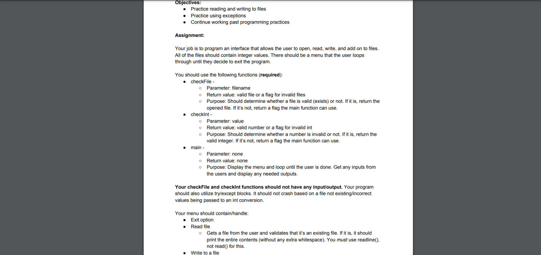 Solved Objectives: Practice reading and writing to files | Chegg.com