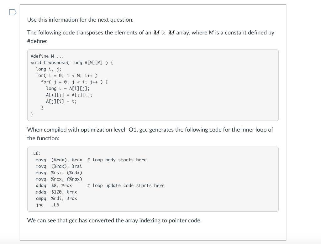 Solved Use this information for the next question The | Chegg.com