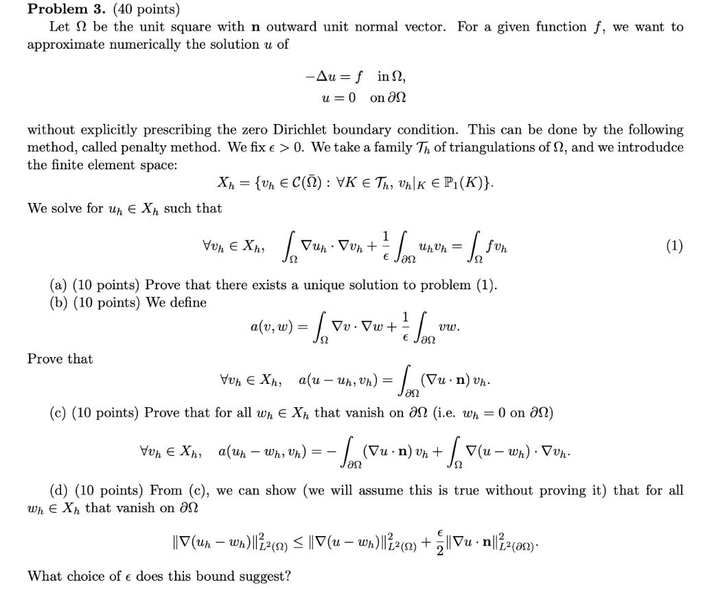 Let u be the unit square with n outward unit normal | Chegg.com