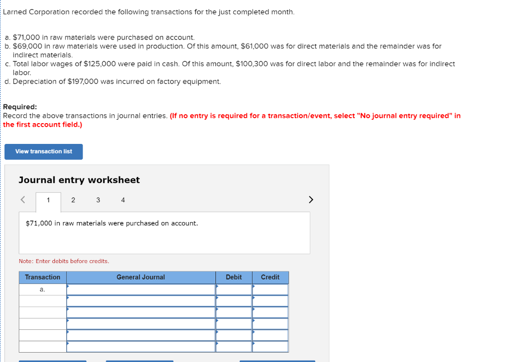 Solved 71,000 in raw materials were purchased on