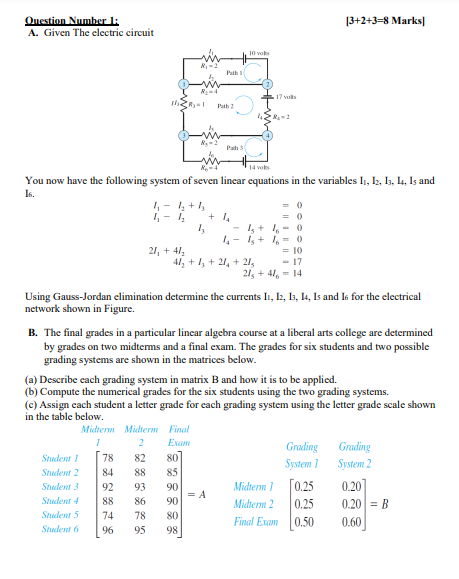 Solved Question Number : A. Given the electric circuit | Chegg.com