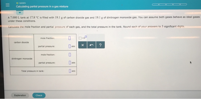 Solved O GASES Calculating partial pressure in a gas miture | Chegg.com