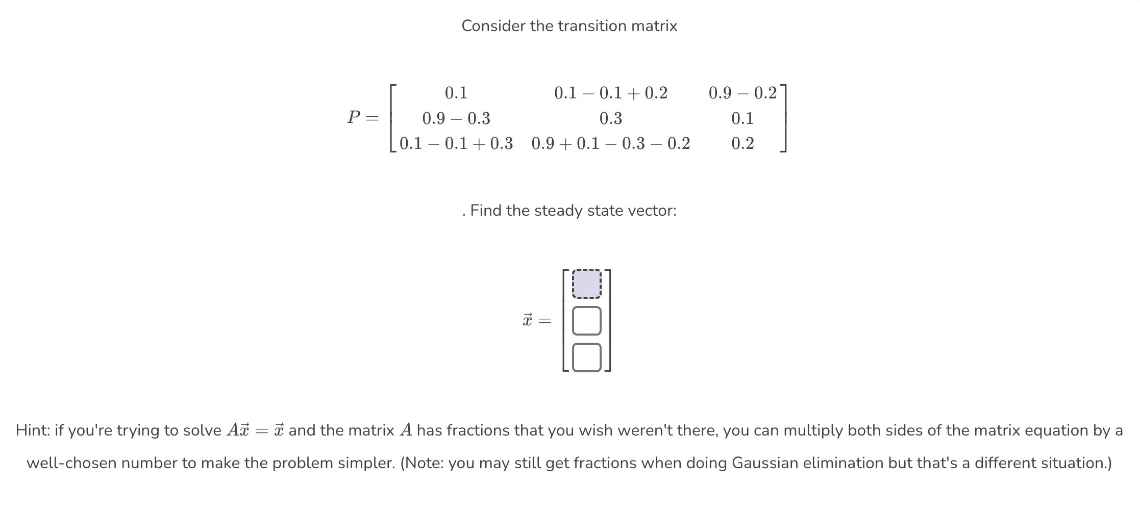 Solved Consider The Transition Matrix | Chegg.com