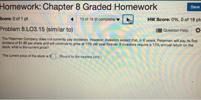Solved Homework: Chapter 8 Graded Homework Save Score: 0 of | Chegg.com