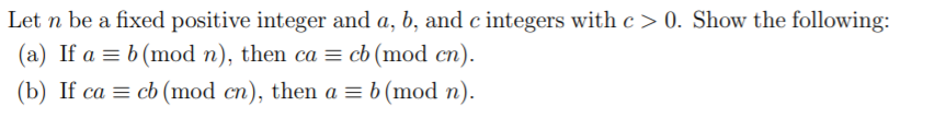 Solved Let n be a fixed positive integer and a, b, and c | Chegg.com