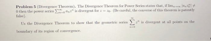 Solved Problem 5 (Divergence Theorem). The Divergence | Chegg.com
