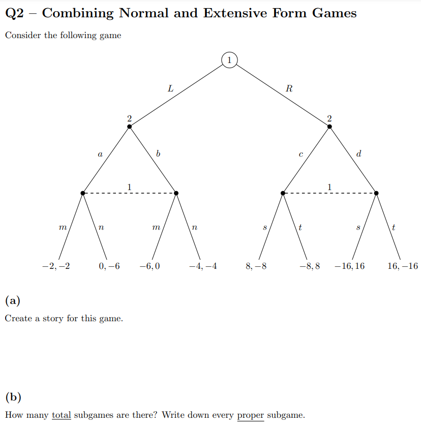 Solved Q2 - Combining Normal and Extensive Form Games | Chegg.com