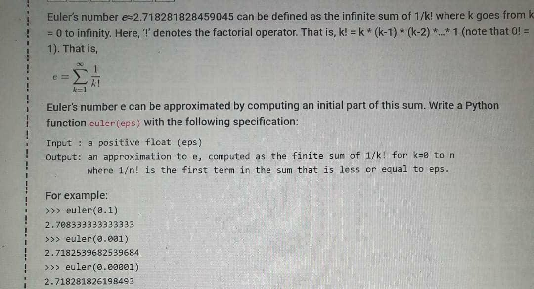 Solved Euler's number e=2.718281828459045 can be defined as | Chegg.com