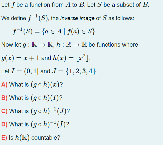 Solved Let F Be A Function From A To B. Let S Be A Subset Of | Chegg.com