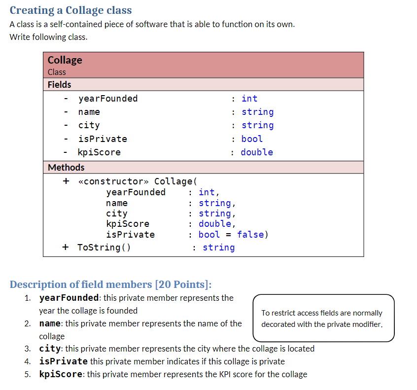 Solved Creating a Collage class A class is a self-contained | Chegg.com