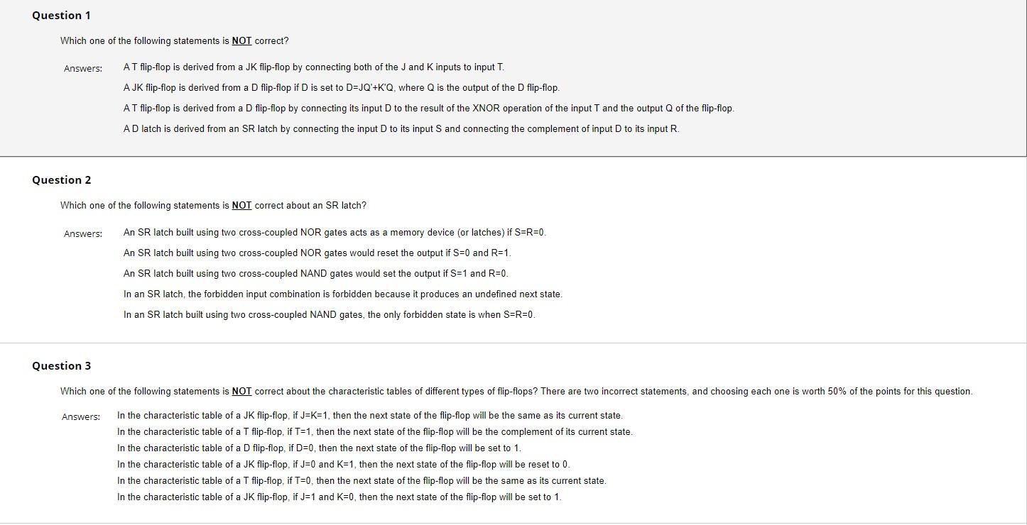 Solved Question 1 Which one of the following statements is | Chegg.com