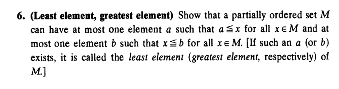 Solved 6. (Least element, greatest element) Show that a | Chegg.com