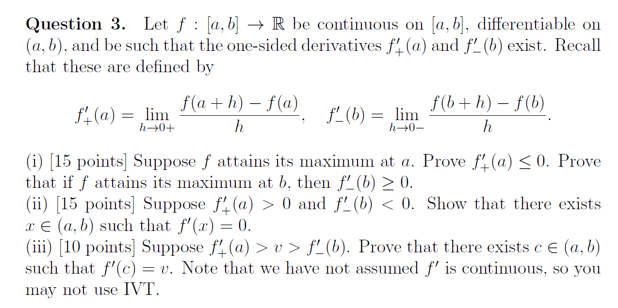 Solved Question 3. Let F : [a, B] → R Be Continuous On [a, | Chegg.com