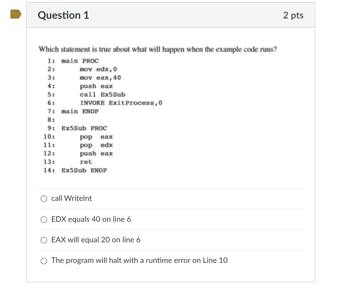 Solved Question 1 2 pts Which statement is true about what | Chegg.com