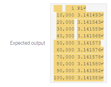 Solved 5.15 Calculate Pi formats System.out.printf( (%7 s% | Chegg.com