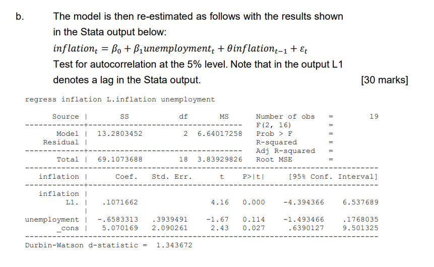 Solved B. The Model Is Then Re-estimated As Follows With The | Chegg.com