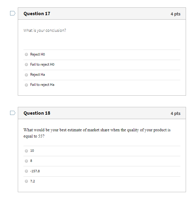 Solved Question 8 4 pts Use the following to answer the next | Chegg.com