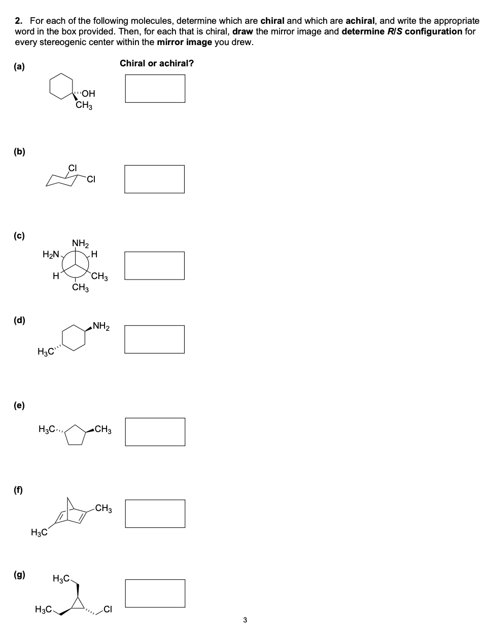 Solved 2. For each of the following molecules, determine | Chegg.com