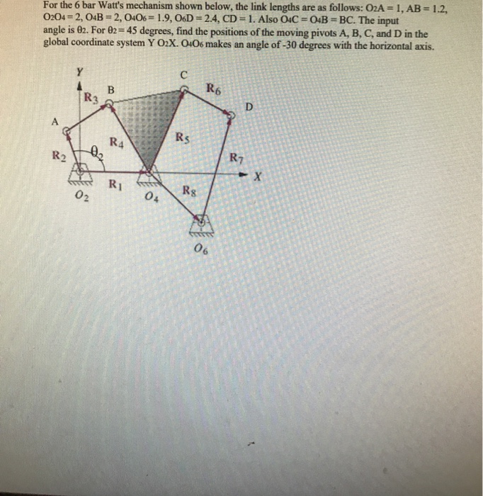 Solved For the 6 bar Watt's mechanism shown below, the link | Chegg.com