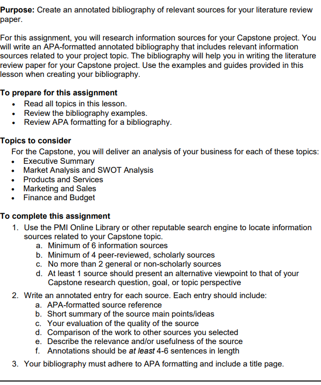 Solved Purpose Create An Annotated Bibliography Of Relevant