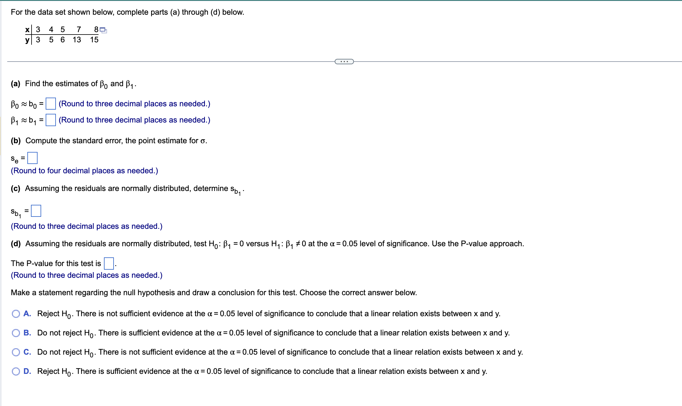 Solved For The Data Set Shown Below, Complete Parts (a) | Chegg.com