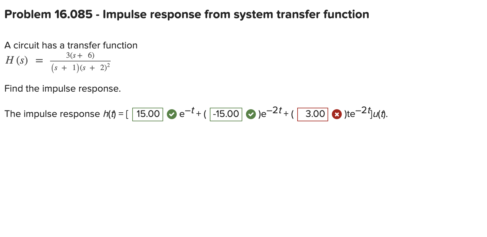 Solved Problem 16.085 - Impulse response from system | Chegg.com