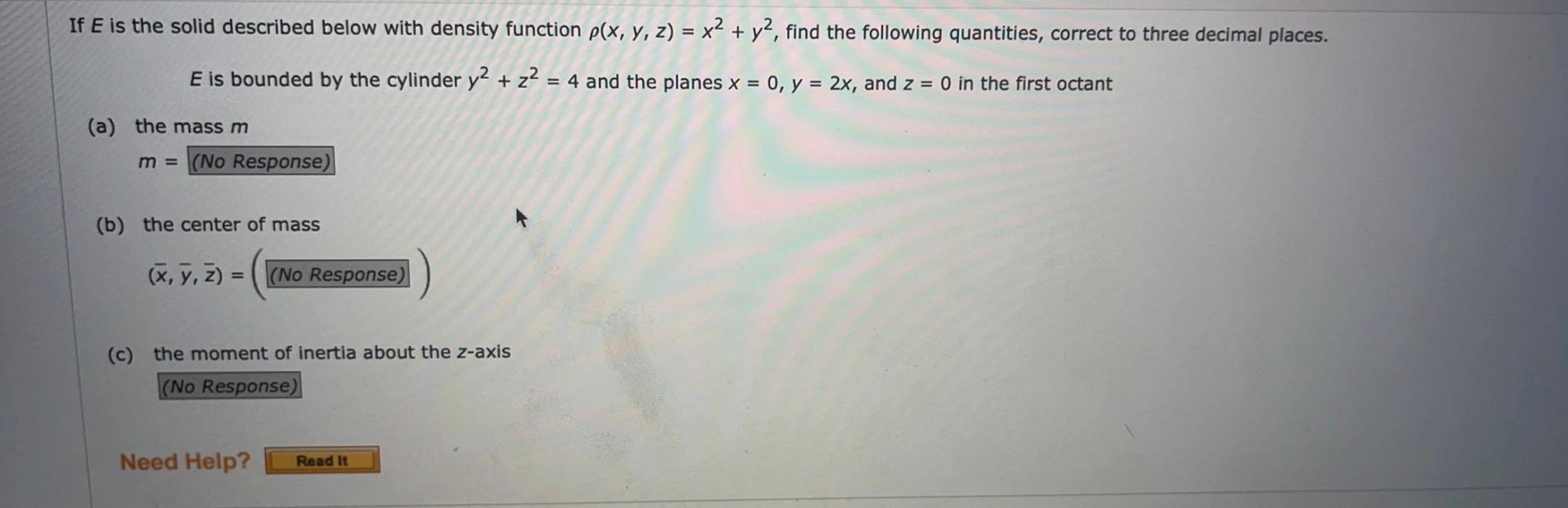 Solved If E is the solid described below with density | Chegg.com