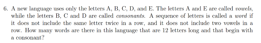 Solved 6. A new language uses only the letters A, B, C, D, | Chegg.com