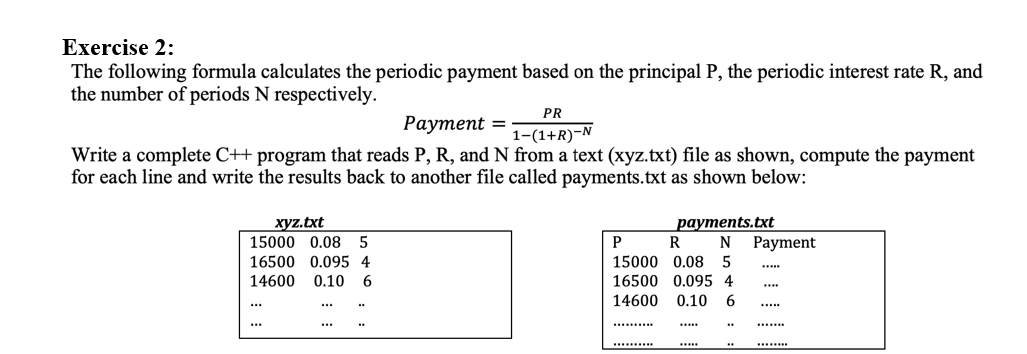 Solved Exercise 2: The following formula calculates the | Chegg.com