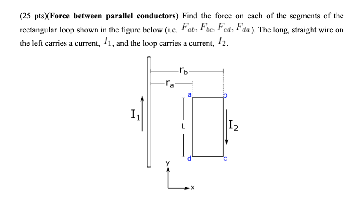 Solved (Force between parallel conductors) Find the force on | Chegg.com