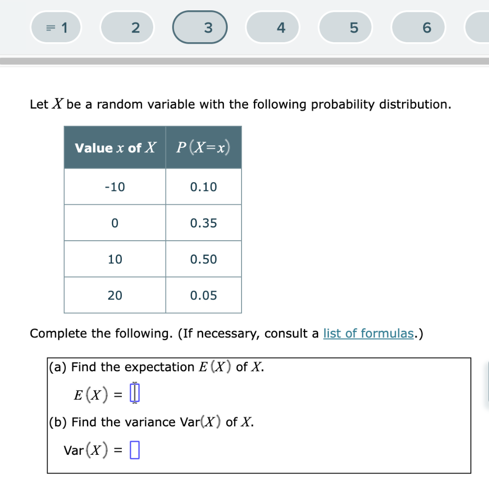 Solved LO = 1 2 5 6 Let X be a random variable with the | Chegg.com