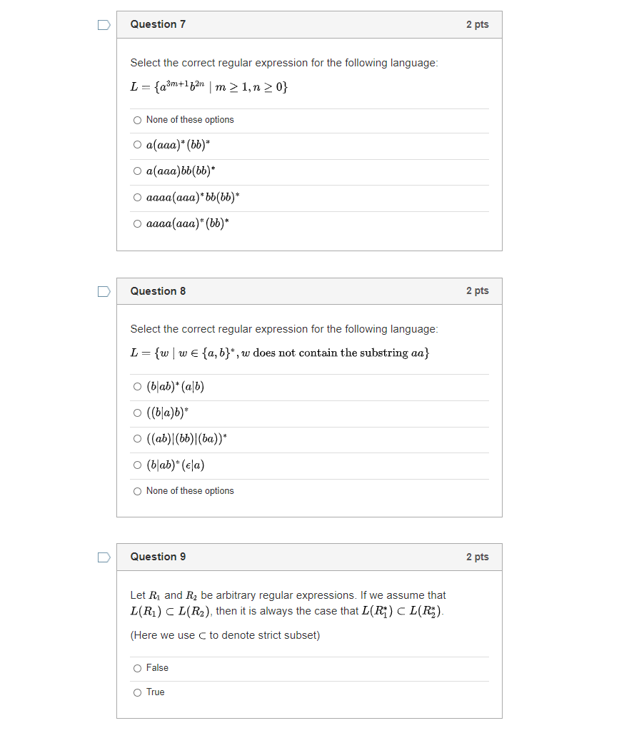 Solved Question 7 2 pts Select the correct regular | Chegg.com