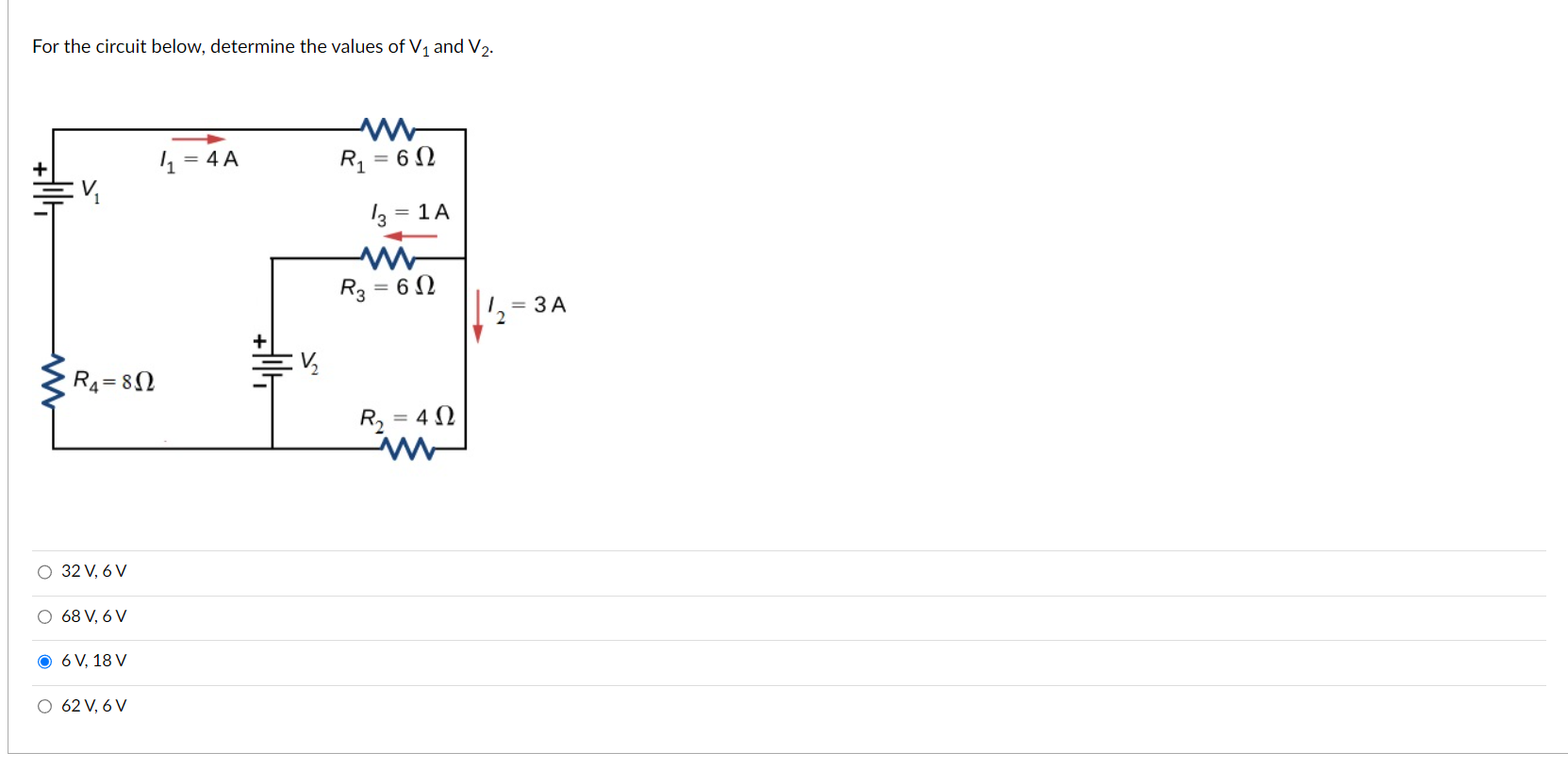 Solved For the circuit below, determine the values of V1 and | Chegg.com