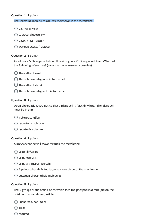 Solved Question 1 (1 point) The following molecules can | Chegg.com