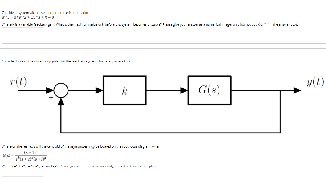 Solved Consider a system with closedloop characteristic