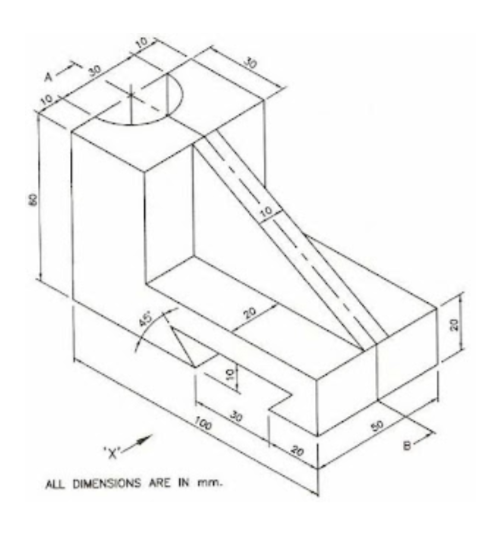 Solved Draw Front, Right Side, Top, and Inclined views. Draw | Chegg.com