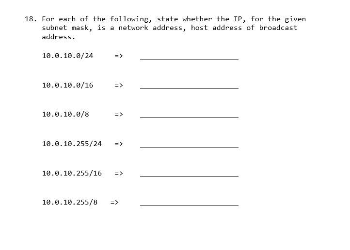 Solved 8. For each of the following, state whether the IP, | Chegg.com