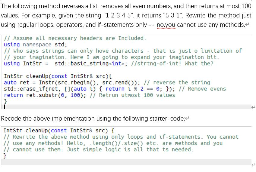 Solved The following method reverses a list. removes all | Chegg.com