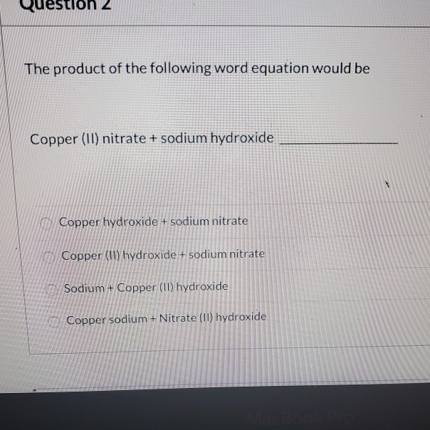 Solved onsənd The product of the following word equation
